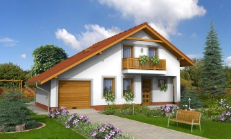Einfamilienhaus mit Dachgeschoss und Garage.